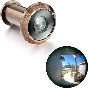 TOGU TG3016NG-AC UL Listed Solid Brass HD Glass Lens 220-degree Door Viewer Peephole for 1-3/8" to 2-1/6" Doors, Antique Copper Finish