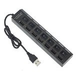 Bestpriceam TM 7 Ports LED USB 20 Adapter Hub Power onoff Switch For PC Laptop Black