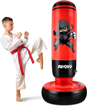 Punching Bag for Kids Tall 65” Inflatable Kids Punching Bag Free Standing, Sports Boxing Bag Toys Birthday for Boys and Girls