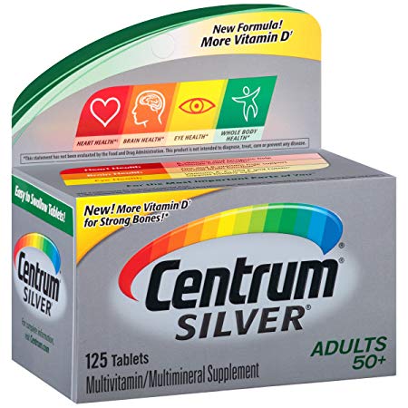 Centrum Silver Adult (125 Count) Multivitamin / Multimineral Supplement Tablet, Vitamin D3, Age 50