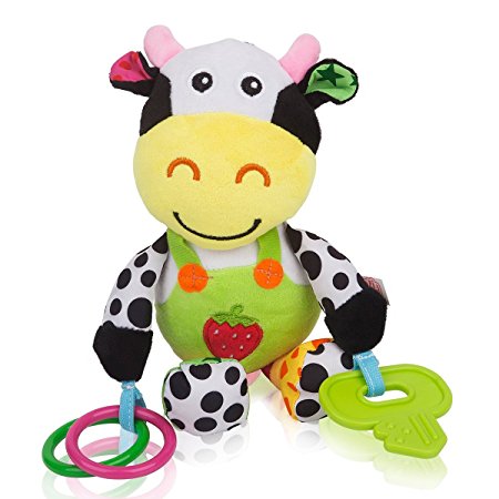 NUOLUX Stroller Car Seat Toy Kids Baby Bed Crib Cot Pram Hanging Musical Toy Pendant (Cow)