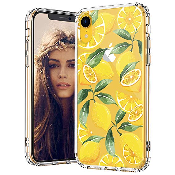 MOSNOVO iPhone XR Case, Clear iPhone XR Case, Lemon Pattern Clear Design Transparent Plastic Hard Back Case with Soft TPU Bumper Protective Case Cover for Apple iPhone XR