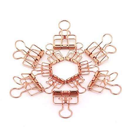 RuiLing 40-Pack Multi-purpose Metal Wire Binder Clip Set,20pcs 2.25 Inch & 20pcs 1.57 Inch Paper Metal Clips,for Home Office Supplier School Accessories - Rose Gold