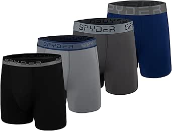 Spyder Mens Boxer Briefs 4 Pack Poly Spandex Performance Boxer Briefs Underwear