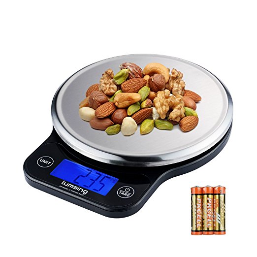 Lumsing Digital Kitchen Scale, Food Pocket Scale for 1g/6kg with Stainless Steel Platform Tare-Function 5 Unit Modes