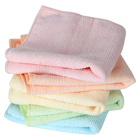 Home-X Microfiber Washcloths in Pastel Colors. Set of 5 Wash Cloths