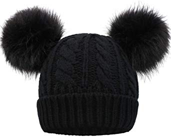 Arctic Paw Women Winter Cable Knit Fleece Lined Warm Pom Pom Beanie Hat