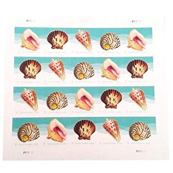 USPS Seashells Postcard Stamps (1 Sheet of 20 Stamps)