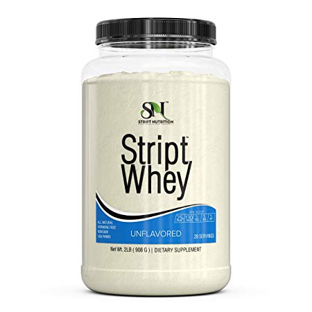 Stript Whey - All Natural 100% Pure Whey Protein - 2LB Bulk - Unflavored, Undenatured, No Sweeteners, rBGH Free, GMO-Free, Gluten Free, Keto & Bariatric Approved, Certified Kosher, Made in The USA