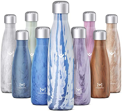 HOMPO Stainless Steel Water Bottle - 12/17/ 26/ 32oz BPA Free Vacuum Insulated Metal Reusable Water Bottle, Double Walled Keeps Hot & Cold Leak Proof Drinks Bottle for Kids, Sports, Gym
