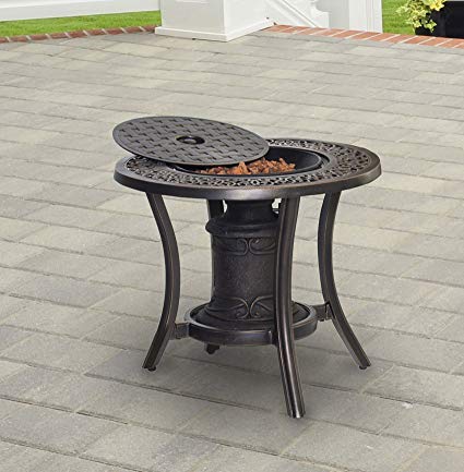 Hanover TRADFIREURN 10,000 BTU Fire Pit Side Table Outdoor Furniture, Bronze