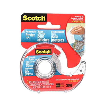 Scotch Removable Poster Tape, 109-ESF, 0.75 in x 150 in (1.91 cm x 3.81 m)