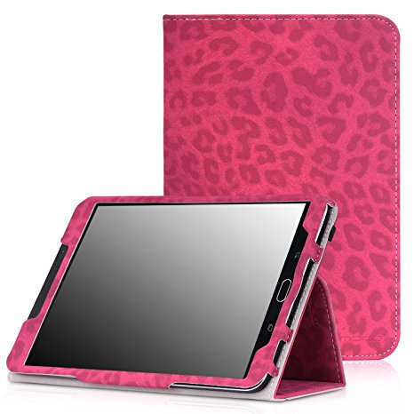 MoKo Samsung Galaxy Tab S2 8.0 Case - Slim Folding Cover Case With Auto Wake / Sleep for Samsung Galaxy Tab S2 / S2 Nook 8.0 inch Tablet, Leopard RED (With Auto Wake / Sleep and Stylus Pen Loop)