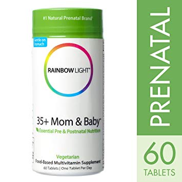 Rainbow Light - 35  Mom & Baby, Daily Pre & Postnatal Food-Based Multivitamin to Support Fetal Development and a Healthy Pregnancy with Folate, Choline and B Vitamins, Vegetarian, 60 Tablets