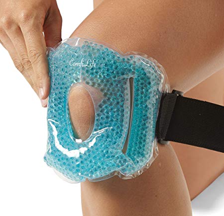 ComfiLife Knee Ice Pack for Injuries - Reusable Hot & Cold Therapy Knee Wrap with Gel Beads - Flexible, Freezable & Microwavable