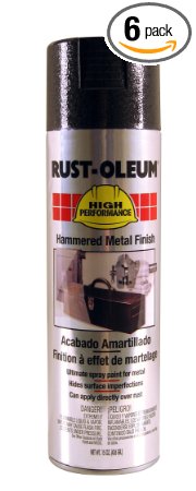 Rust-Oleum 209590 High Performance V2100 System Hammered Finish Spray Paint, 15-Ounce, Black, 6-Pack