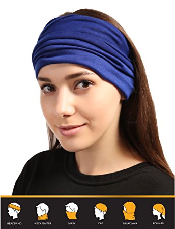 12-in-1 Headband [Solids] - Versatile Lightweight Sports & Casual Headwear - Bandana, Neck Gaiter, Balaclava, Helmet Liner, Mask & More. Constructed with High Performance Moisture Wicking Microfiber. Lab Tested SPF 30
