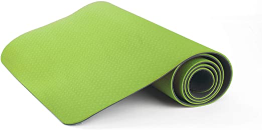 Mind Reader 2TONEMAT-GRN, Classic 1/4 inch Pro Eco Friendly Non Slip Fitness, Two Tone Workout Mat for Yoga, Pilates and Floor Exercises, Premium TPE Material, Green/Black