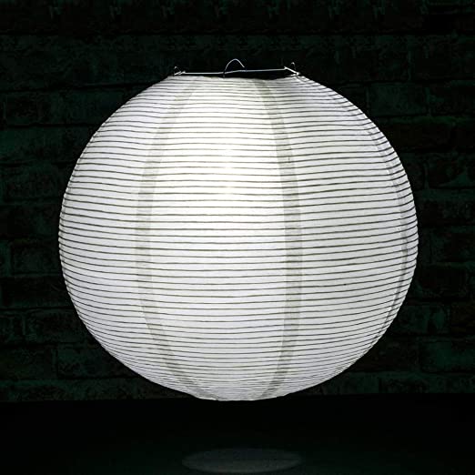 Quasimoon PaperLanternStore.com 20 Inch White Fine Line Premium Even Ribbing Paper Lantern, Extra Sturdy
