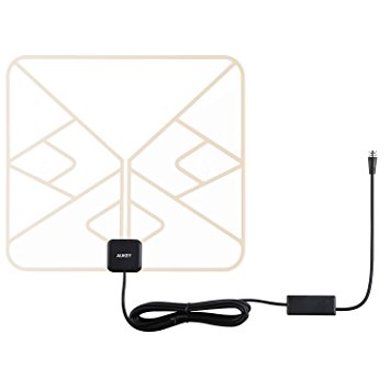 AUKEY HDTV Antenna with Amplifier Signal Booster   Power Supply, 50 Miles Range for TV