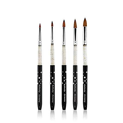 KADS 100% Kolinsky Sable Acrylic Brush 5pcs/Set Size 2#/4#/6#/8#/10# Acrylic Brush Black Kolinsky Sable Acrylic Nail Brushes