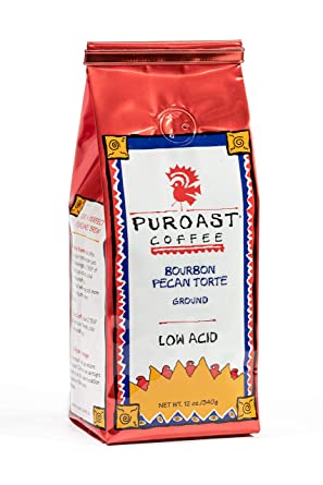 Puroast Low Acid Ground Coffee, Bourbon Pecan Flavor, High Antioxidant, 12 Ounce Bag