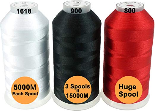 New brothreads -28 Options- Various Assorted Color Packs of Polyester Embroidery Machine Thread Huge Spool 5000M for All Embroidery Machines - Basic Colors 1