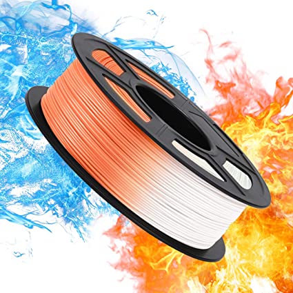 PLA 3D Printer Filament, 1.75mm Color Change with Temperature, Color Changing Filament Orange to White