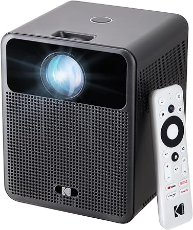 KODAK FLIK HD10 Smart Projector | Android TV 1080P FHD Video Projection System with Google Assistant, Wi-Fi, Bluetooth 5.0, HDMI, USB, Aux & Built-in Dual 5W Speakers | iOS & Android