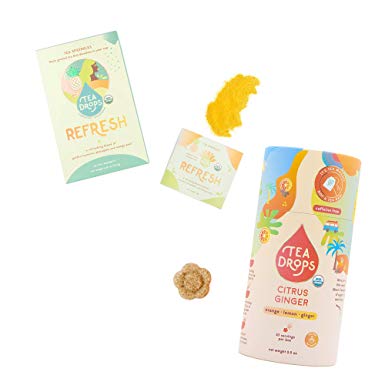 Tea Drops Immunity Boost Bundle | 10 Citrus Ginger Loose Leaf Tea Drops and 12 Refresh Tea Sprinkles (Caffeine-Free) | Great for Making a Cup of Tea to Combat the Common Cold | Delicious Hot or Iced