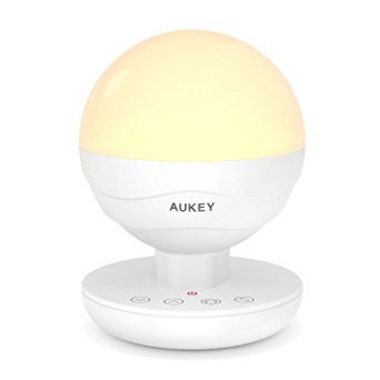 AUKEY Table Lamp, Rechargeable RGB Color LED Bedside Lamp with Touch Panel and Retractable Hanging Loop