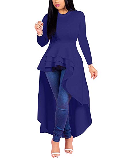 Fashion High Low Tops for Women - Unique Ruffle Tunic Shirt Dress