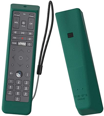 SIKAI Shockproof Silicone Case Cover for XFinity Comcast XR15 Voice Remote, Protective Skin for XFinity X1 Xi6 Xi5 XG2 TV Remote, Skin-Friednly Anti-Lost with Remote Loop (Dark Green)