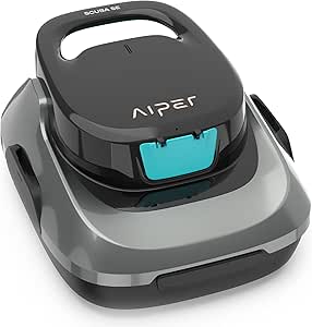 AIPER Robotic Pool Cleaner, Cordless Pool Robot Vacuum, Automatic Cleaning with Self-Parking Function, 90-Min Battey Life, Ideal for above Ground Pools Up to 860 Sq.ft (40 Feet), Dark Gray