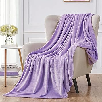Walensee Fleece Blanket Plush Throw Fuzzy Lightweight (Queen Size 90x90 Lavender) Super Soft Microfiber Flannel Blankets for Couch, Bed, Sofa Ultra Luxurious Warm and Cozy for All Seasons