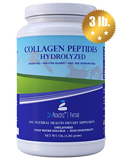 Extra Large Grass-Fed Collagen Peptides 3 lb. Custom Anti-Aging Hydrolyzed Protein Powder for Healthy Hair, Skin, Joints & Nails. Paleo and Keto Friendly, GMO and Gluten Free, Pasture-Raised Bovine.