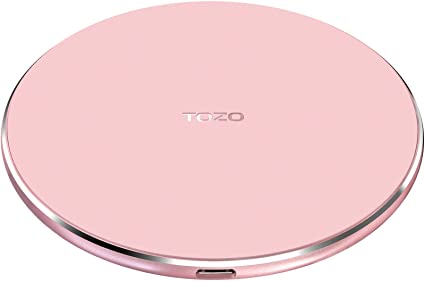 TOZO W1 Wireless Charger Thin Aviation Aluminum Computer Numerical Control Technology Fast Charging Pad Pink (NO AC Adapter)