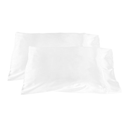 SET OF 2 SATIN PILLOWCASES / SHAM - STANDARD SIZE - CHOICE OF COLORS (White)