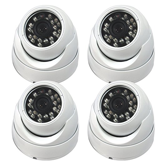 Evertech CCTV Security Camera - Set of 4 Dome cameras - 700 TVL High Resolution Day/Night Vision- Indoor/outdoor 1/3" Sony CCD Wide View Angle, 90 Degree Wide View Angle Lens, 24 Infrared Leds [IR] Surveillance CameraAngle, 90 Degree Wide View Angle Lens, 24 Infrared Leds [IR] Surveillance Camera