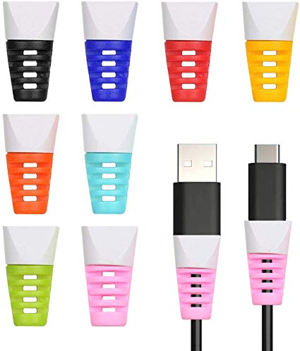 Josi Minea x9 Pcs Cable Protector - Colorful Assorted Rainbow Protective Cable Saver Adapter Compatible with Apple iPhone/iPad/iWatch, Samsung Galaxy & MacBook USB Charging Cords [ 9 Pack ]
