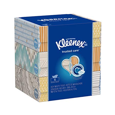 Kleenex Trusted Care Facial Tissue, Flat Boxes,  144 Count