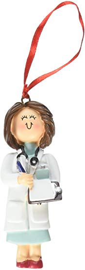 Ornament Central OC-045-FBR Female Doctor Christmas Ornament, 3-1/2-Inch, Brown