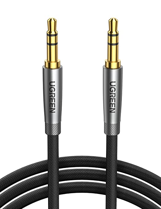 UGREEN Aux Kabel mit Nylon Mantel 24K vergoldete Stecker, 3.5mm Klinke auf Klinke Audio Kabel Klinkenkabel kompatibel mit Auto, Kopfhörer, Lautsprecher, TV usw. (3m)