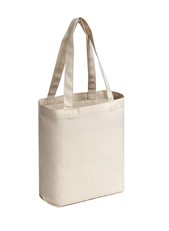 Set of 12- Large Tote Bag 16"x16"x6", Natural Color, 100% Cotton Canvas