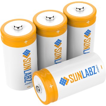 SunLabz 3000mAh NiCd C Rechargeable Batteries (4 Pack)