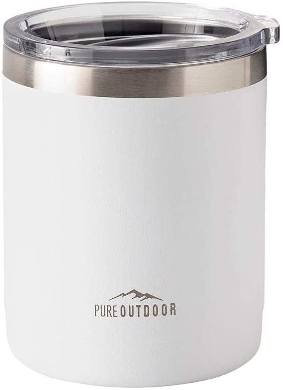 Monoprice Lowball Tumbler - 10 fl. oz. White, BPA-Free, Sweatproof, 2X Wall Vacuum Insulated - Pure Outdoor Collection