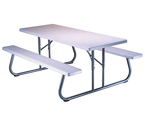 Lifetime 80215 Folding Picnic Table, 6 Feet, White Granite