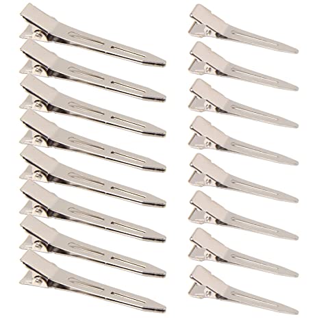 SBYURE 100 Pack Single Prong Alligator Curl Clips Silver Section Metal Hair Clip Hair Accessories for Hair Extensions (2 Size,1.77 Inch & 2.16 Inch)