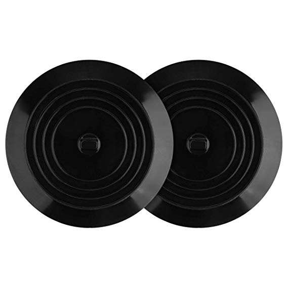 Kirecoo 2 Pack Bathtub Stopper, 6 Inches Large Silicone Tub Stopper, Flat Suction Drain Covers, Bath Plug for Tub, Kitchens, Bathrooms and Laundry(Black)
