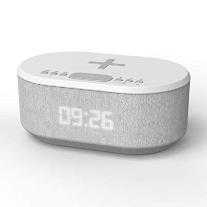 Dawn: Bedside Radio Alarm Clock with USB Charger, Bluetooth Speaker, QI Wireless Charging, Dual Alarm & Dimmable LED Display